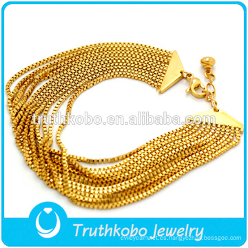 14K Oro Estilo de moda Acero inoxidable 316L Fina motocicleta Curb Chain Link Pulsera Muestre nuestro propio estilo